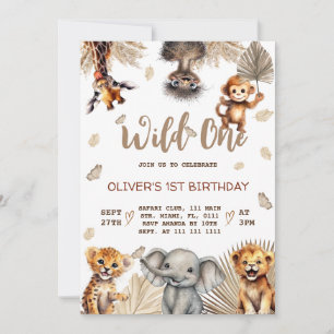 Invitation Animaux de Safari 1er Anniversaire