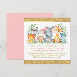 Invitation Animaux de Safari Aquarelle Baby Shower Arc en Ros