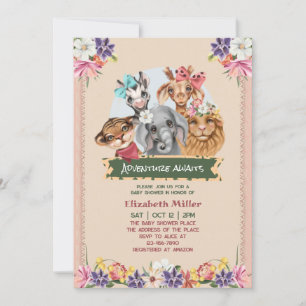 Invitation Animaux De Safari Baby shower Cute