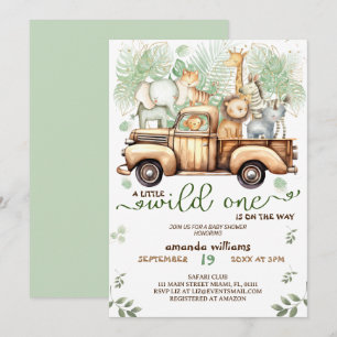Invitation Animaux de safari dans la douche de bébé en voitur