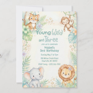 Invitation Animaux de Safari dans la Jungle Jeunes Sauvages &
