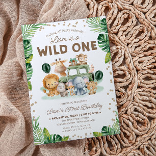 Invitation Animaux de Safari Fou 1er Anniversaire