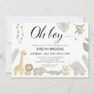 Invitation Animaux de safari jungle aquarelle Fête de bébé ga