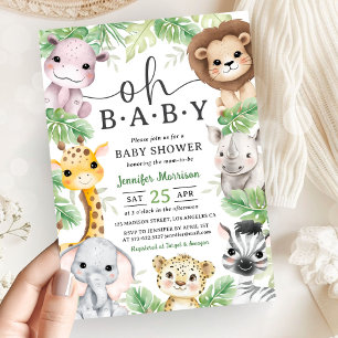 Invitation Animaux de Safari Jungle Baby Shower Oh Bébé