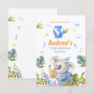Invitation Animaux de safari koala, anniversaire koala 
