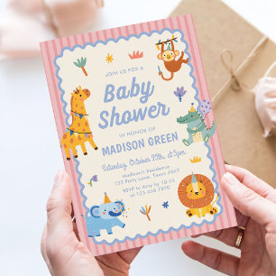 Invitation Animaux de safari mignons Fille Baby Shower