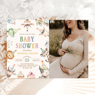 Invitation Animaux de safari mignons pour une photo de baby s