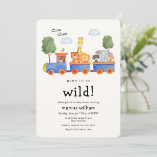 Invitation Animaux de safari sauvage Baby Shower Train