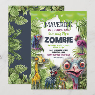 Invitation Animaux de safari zombie Anniversaire 