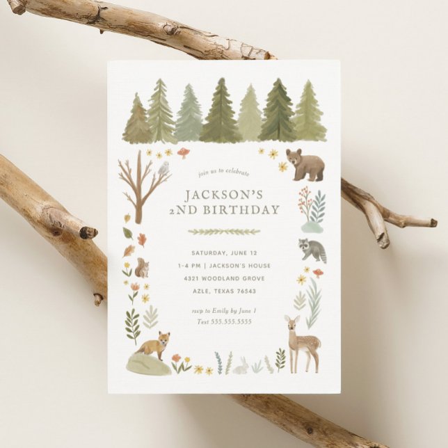 Invitation Animaux des bois Anniversaire (Créateur téléchargé)