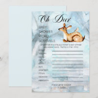 Animaux des bois Baby shower d'hiver Mot Scramble