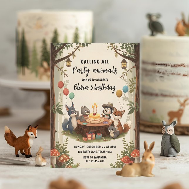 Invitation Animaux des bois fête de la forêt d'anniversaire (Créateur téléchargé)
