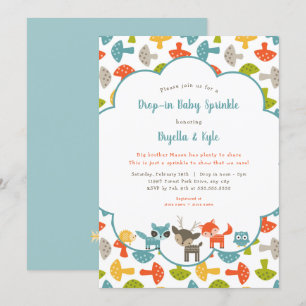 Invitation Animaux des bois Saupoudrer bébé