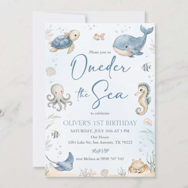 Invitation Animaux des Océans Sous la Mer (Devant)