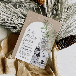Invitation Animaux d'hiver de neige Baby shower d'arc de Boho