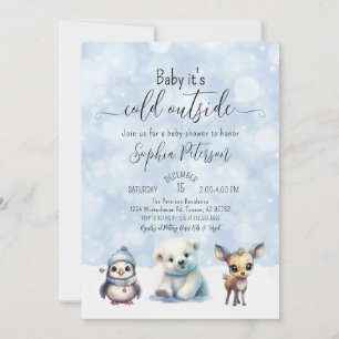 Invitation Animaux d'hiver Froid hors Baby shower