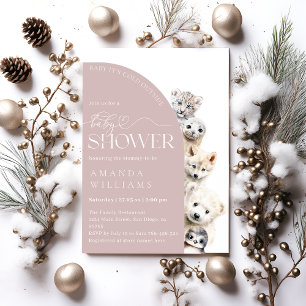 Invitation Animaux d'hiver Genre Neutre bébé fille Douche
