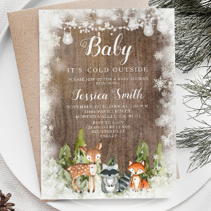 Invitation Animaux d'hiver rustiques Baby shower de garçon de