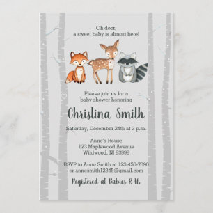 Invitation Animaux d'Invitation-Aquarelle de baby shower de