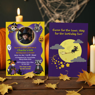 Invitation Animaux éffrayants de bois en costume photo Annive