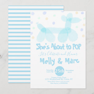 Invitation Animaux en Ballon Aquarelle Baby Shower