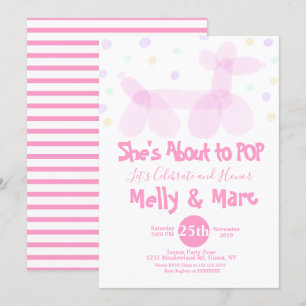 Invitation Animaux en ballon en aquarelle Baby Shower Confett