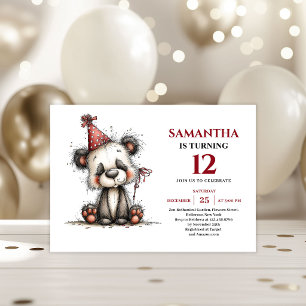 Invitation Animaux fantaisistes créatifs Rouge Noir anniversa