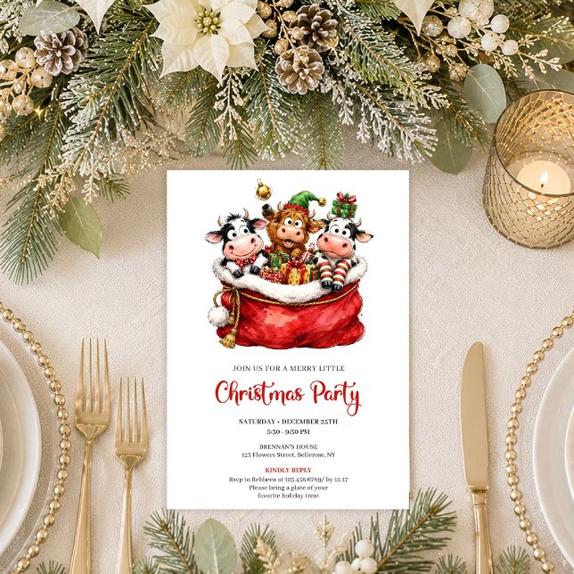 Invitation Animaux Fantaisistes Élégants pour Fête de Noël  (Elegant Whimsical Animals Holiday Christmas Party Invite

)