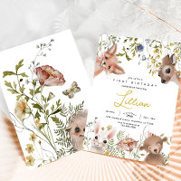 Animaux fleur sauvage et boisés Anniversaire