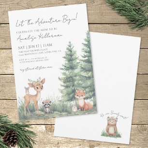 Invitation Animaux forestiers Aquarelle Baby shower des bois