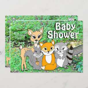 Invitation Animaux forestiers Baby shower des créatures fores