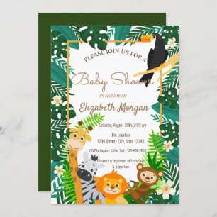 Invitation Animaux forestiers, Baby shower Feuille des bois
