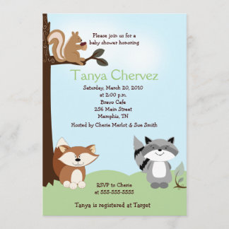 Invitation Animaux forestiers enchantés Baby shower forestier