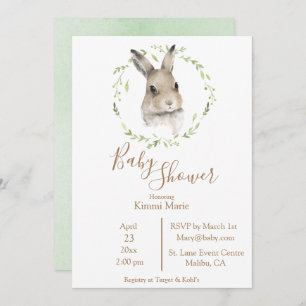 Invitation Animaux forestiers Lapin Lapin Script Aquarelle Bé