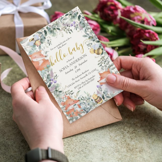 Invitation Animaux forestiers neutres selon le sexe Baby show (Créateur téléchargé)