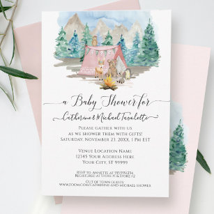 Invitation Animaux forestiers Ours de cerf Baby shower Floral