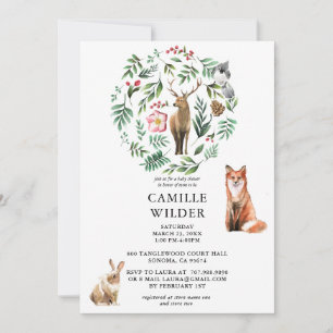 Invitation Animaux forestiers rustiques