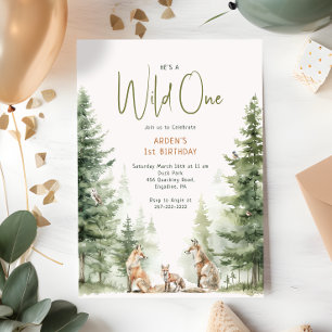 Invitation Animaux forestiers "Wild One" Anniversaire de enfa