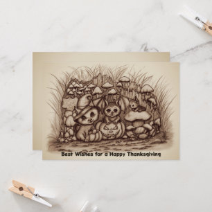 Invitation Animaux mignons attendant Thanksgiving
