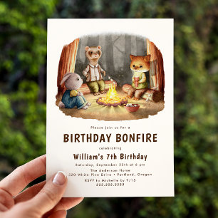 Invitation Animaux mignons de la forêt Anniversaire camping f