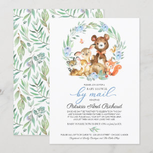Invitation Animaux Mignons de la Forêt Baby Shower par Courri