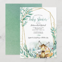 Animaux mignons de la forêt Baby Shower végétation