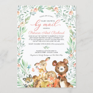 Invitation Animaux Mignons de la Forêt et Verdure Baby Shower