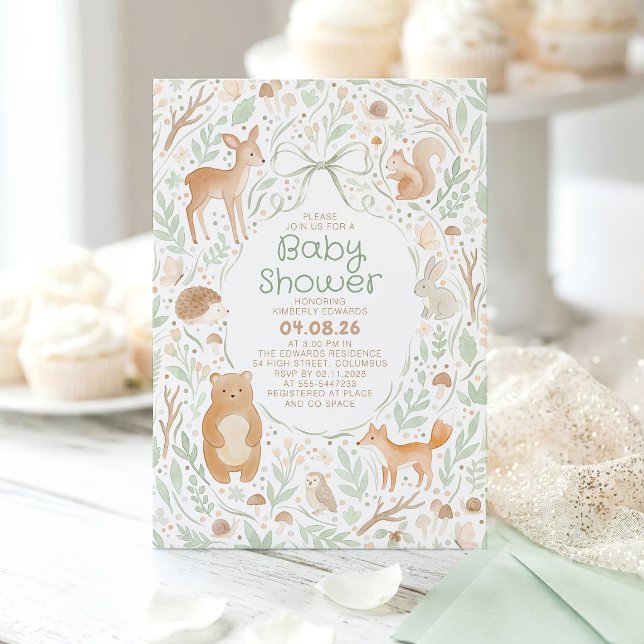 Invitation Animaux Mignons de la Forêt pour Baby Shower (Woodland Animals Baby Shower Invitations)