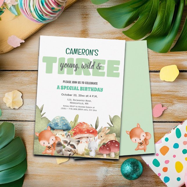 Invitation Animaux mignons de la forêt pour un anniversaire 3 (Créateur téléchargé)