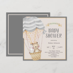 Invitation Animaux Mignons et Neutres de la Forêt pour une Ba