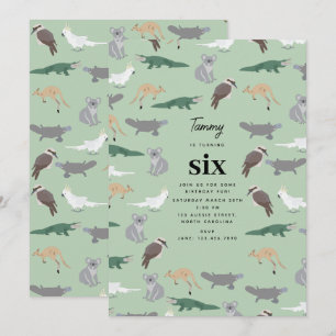 Invitation Animaux Natives Australiens Anniversaire Eucalyptu