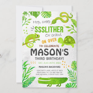 Invitation Animaux Reptiles Garçon Anniversaire