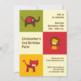 Invitation Animaux rétro moderne garçon anniversaire invitati