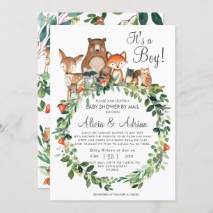 Invitation Animaux rustiques en bois Baby shower par Mail Boy